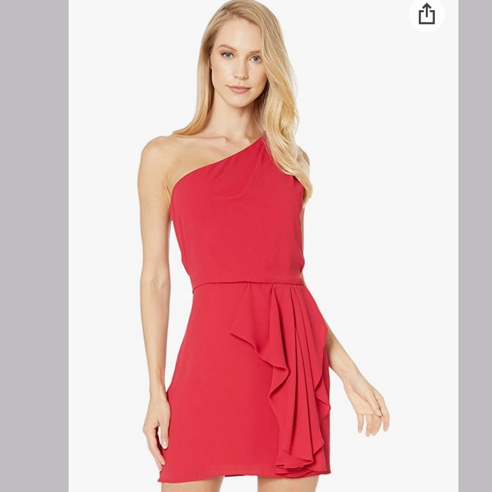NWT HALSTON Evening Collection Maroon One Shoulder Drape Front Dress